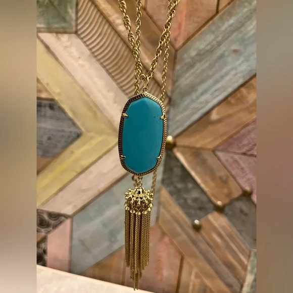 Kendra Scott Gold Necklace with Turquoise Pendant - Picture 4 of 5